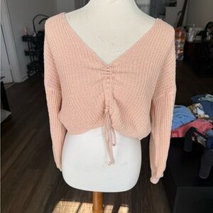 SHEIN Pink V-Neck Sweater